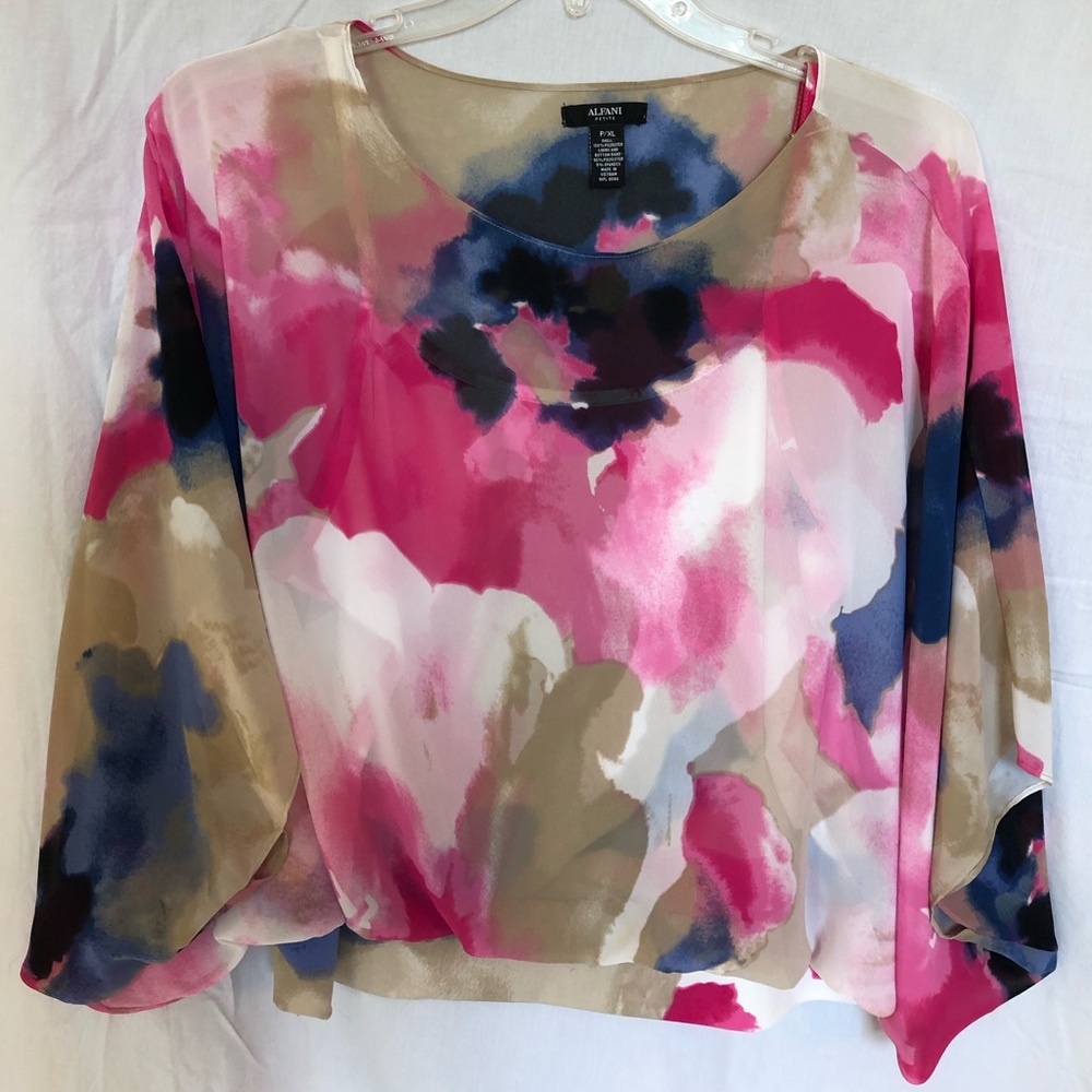 Alfani Lined Floral Print Blouse